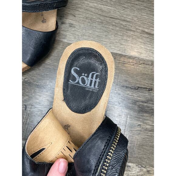 Sofft Milan 8.5 M Perforated Leather Sandals Stacked Heel Ankle Cuff Side Zip - Picture 7 of 8